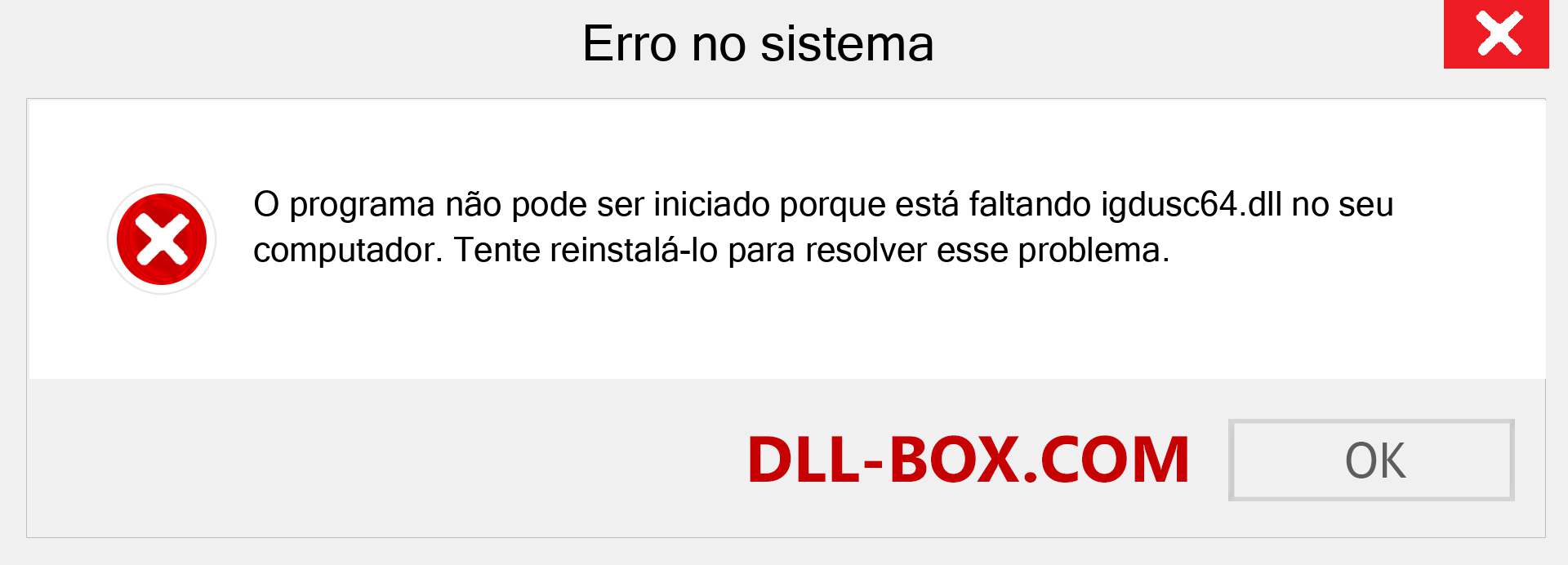 Arquivo igdusc64.dll ausente ?. Download para Windows 7, 8, 10 - Correção de erro ausente igdusc64 dll no Windows, fotos, imagens